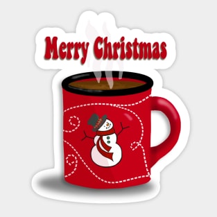 Merry Christmas Snowman Mug Sticker